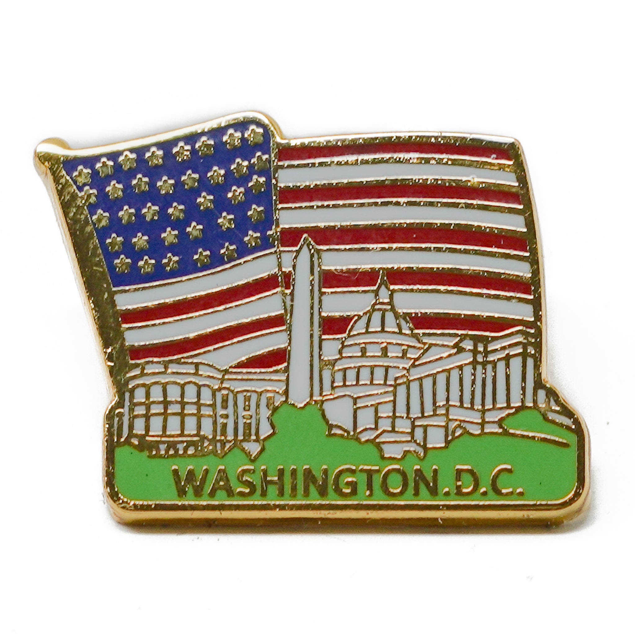 Washington DC Monument and American Flag Lapel Pin