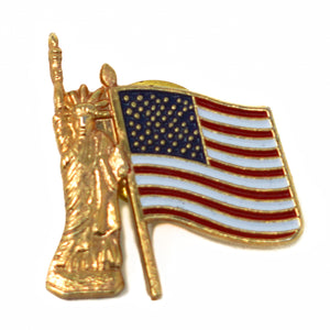 Statue of Liberty and USA Flag Lapel Pin