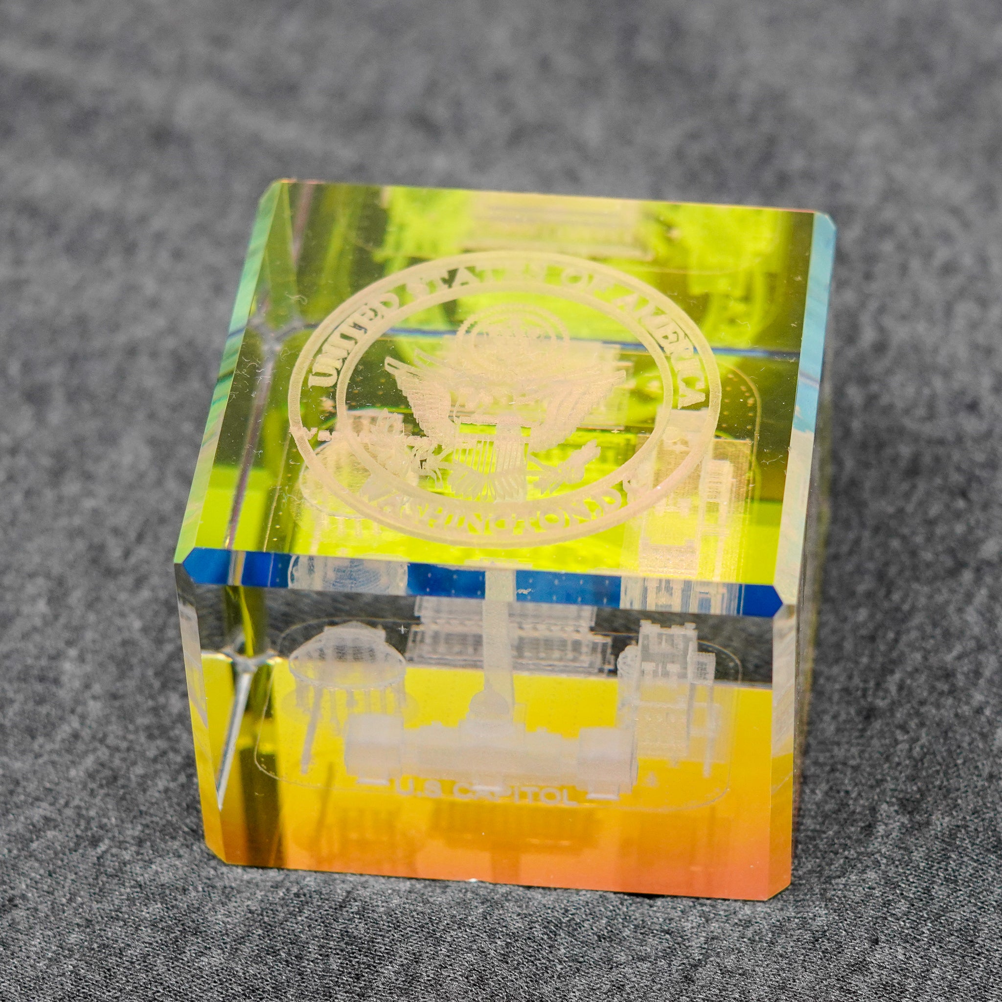 Washington DC Cube Crystal (Rainbow)
