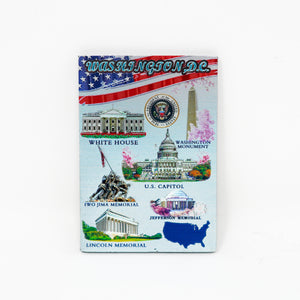 Washington D.C. Monuments and American Flag Magnet