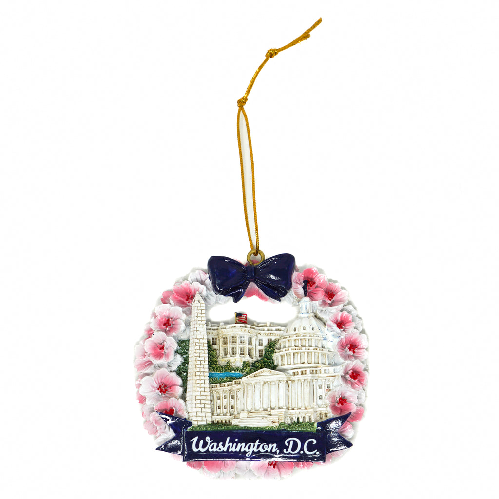 Round Ceramic DC Cherry Blossom Ornament