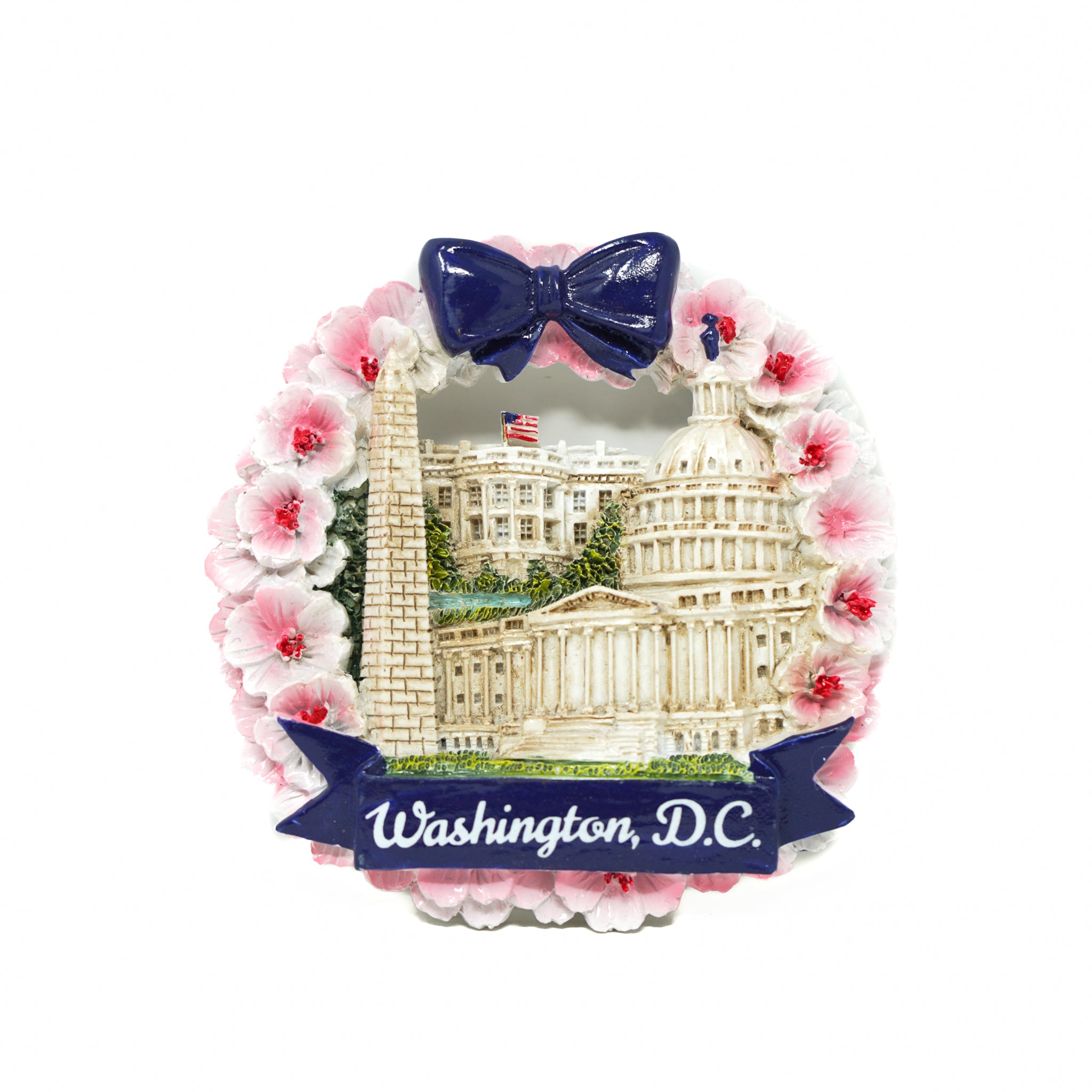 Round Ceramic DC Cherry Blossom Magnet