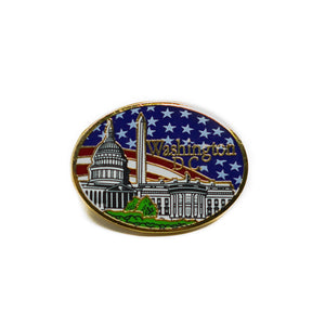 Washington DC American Flag Background Lapel Pin