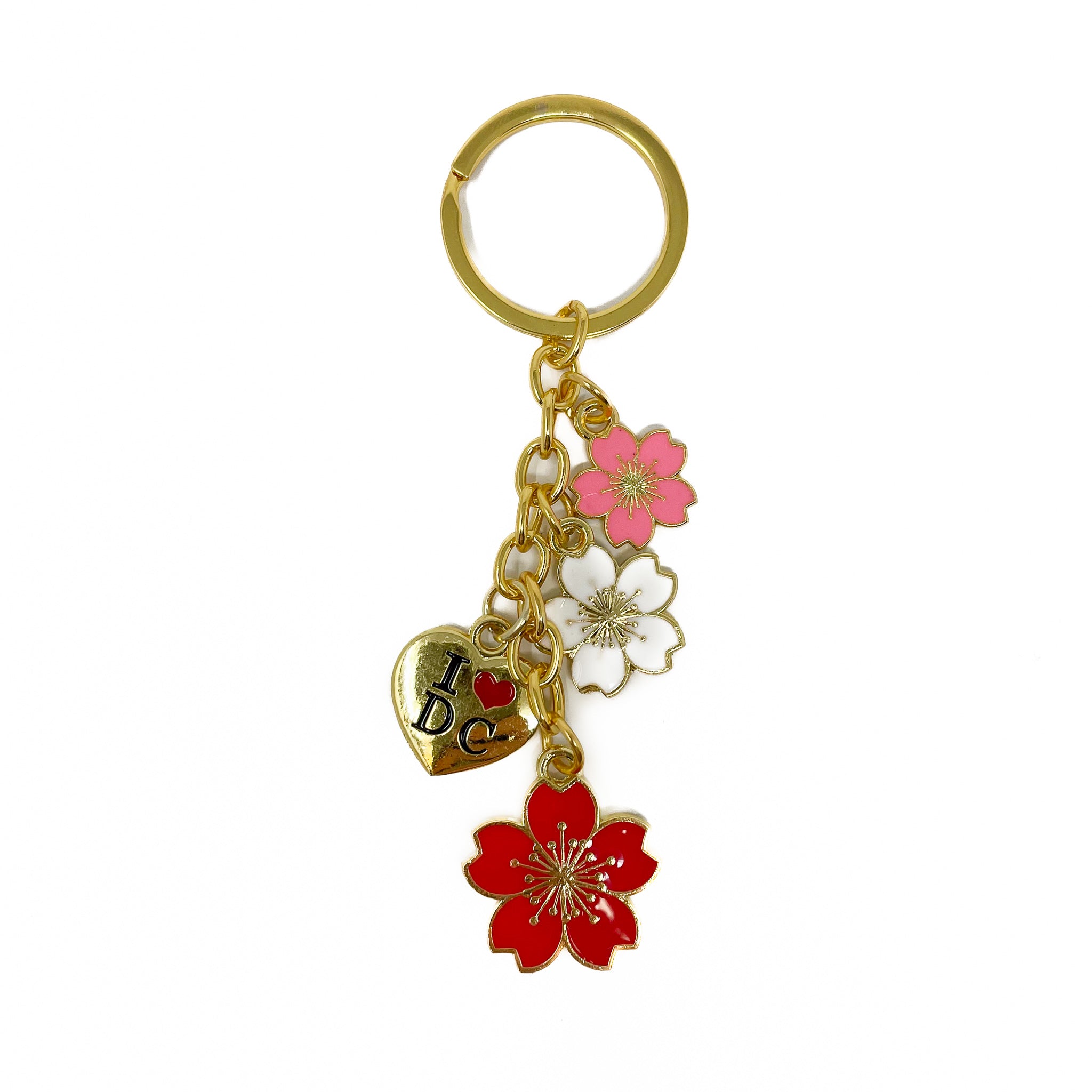 Stars & Stripes DC Cherry Blossom I Love DC Key Chain Gold