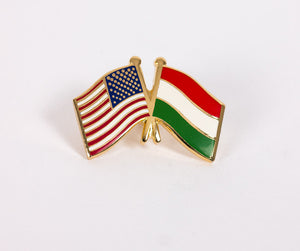 Hungary & USA Friendship Flags Lapel Pin