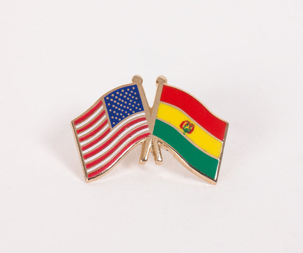 Bolivia & USA Friendship Flags Lapel Pin