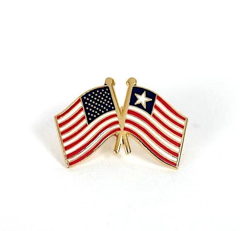 Liberia & USA Friendship Flags Lapel Pin