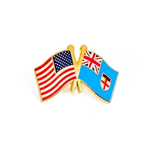 Fiji & USA Friendship Flags Lapel Pin