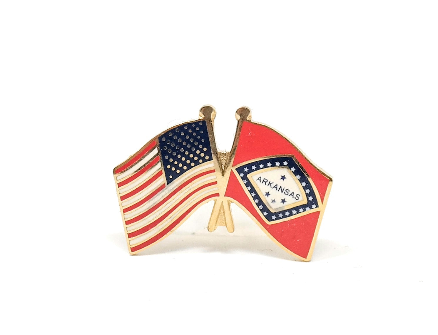 Arkansas State & USA Friendship Flags Lapel Pin