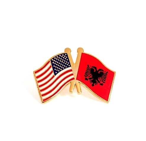 Albania & USA Friendship Flags Lapel Pin