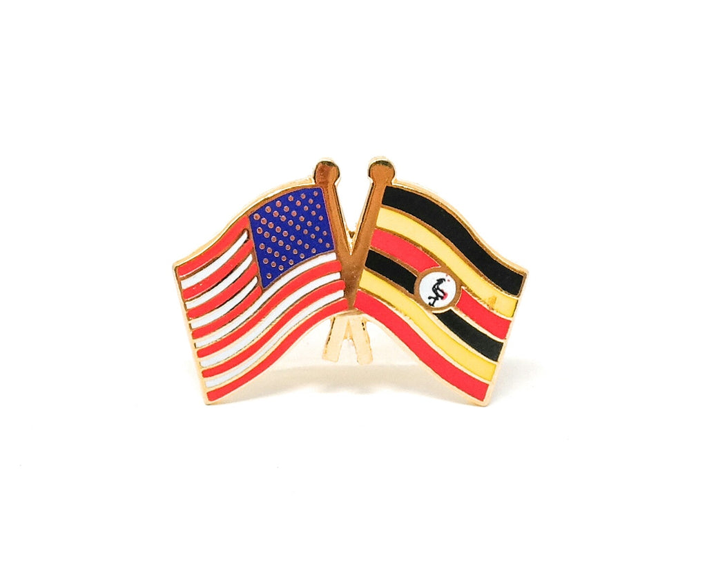 Uganda & USA Friendship Flags Lapel Pin