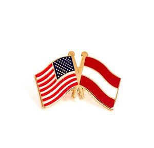 Latvia & USA Friendship Flags Lapel Pin