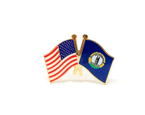 Kentucky State & USA Friendship Flags Lapel Pin
