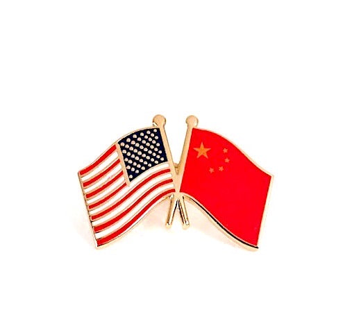 China & USA Friendship Flags Lapel Pin