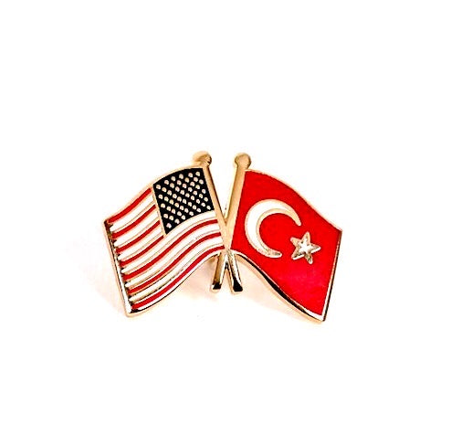 Turkey & USA Friendship Flags Lapel Pin