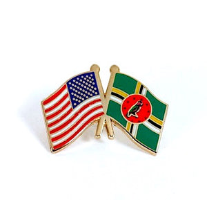 Dominica & USA Friendship Flags Lapel Pin