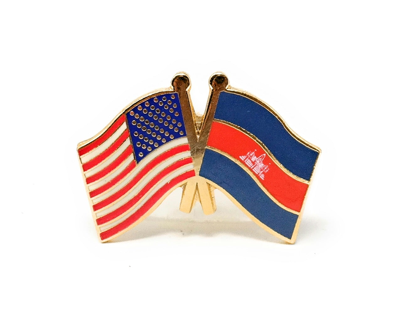 Cambodia & USA Friendship Flags Lapel Pin
