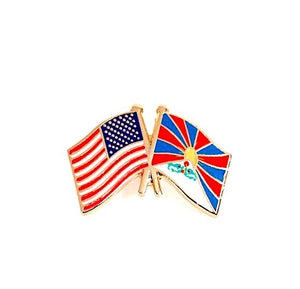 Tibet & USA Friendship Flags Lapel Pin