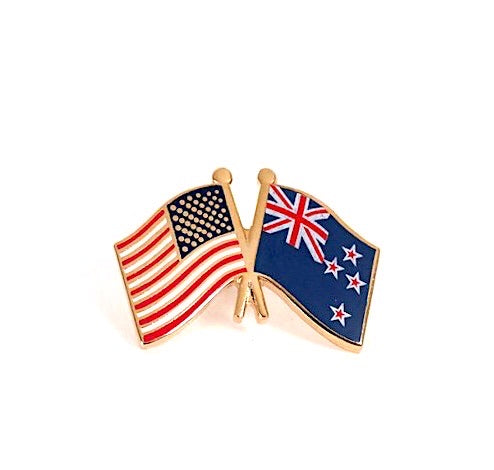 New Zealand & USA Friendship Flags Lapel Pin