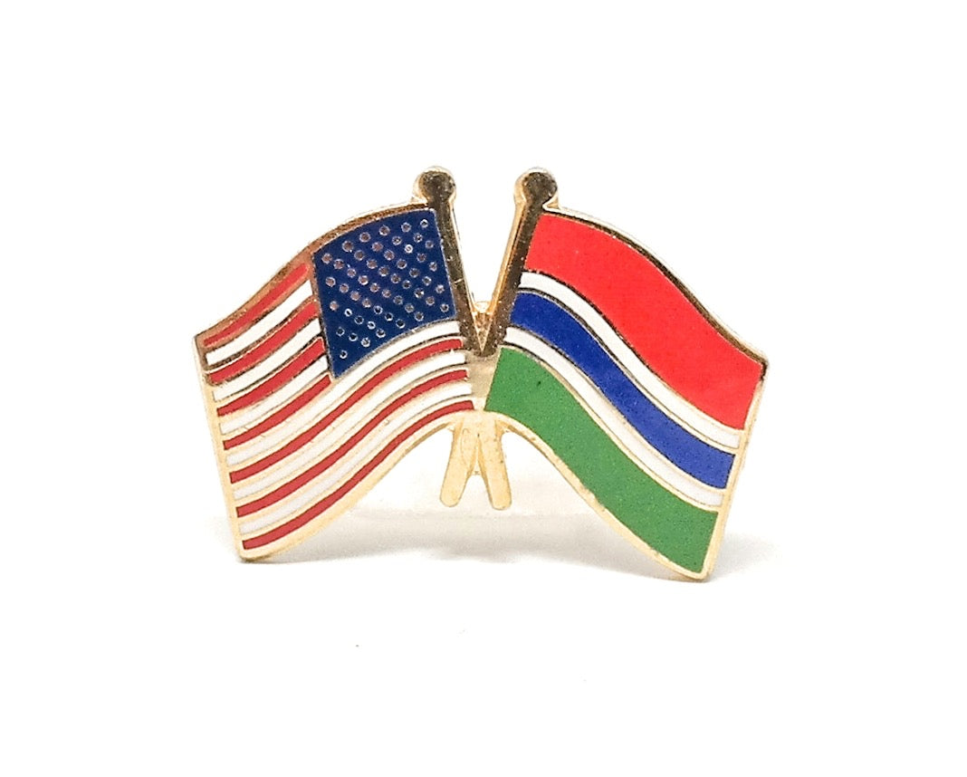 Gambia & USA Friendship Flags Lapel Pin