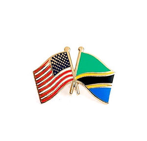 Tanzania & USA Friendship Flags Lapel Pin