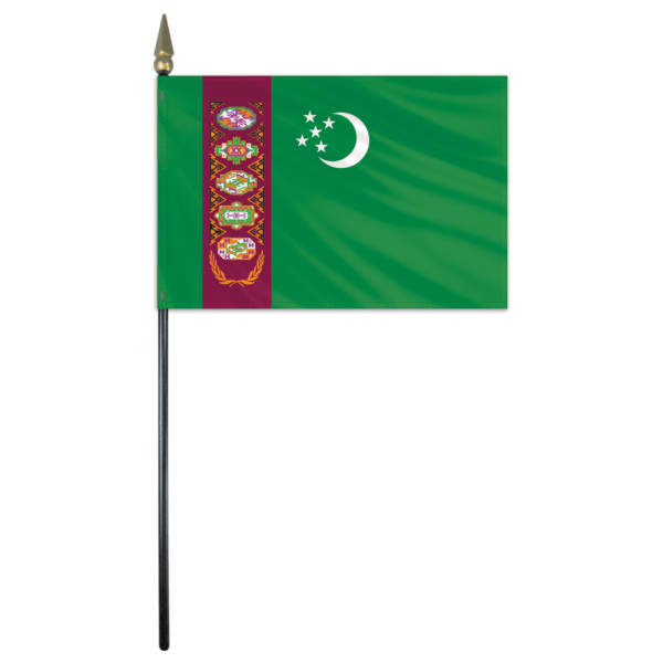 Turkmenistan Flag - 4x6in Stick Flag