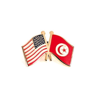 Tunisia & USA Friendship Flags Lapel Pin