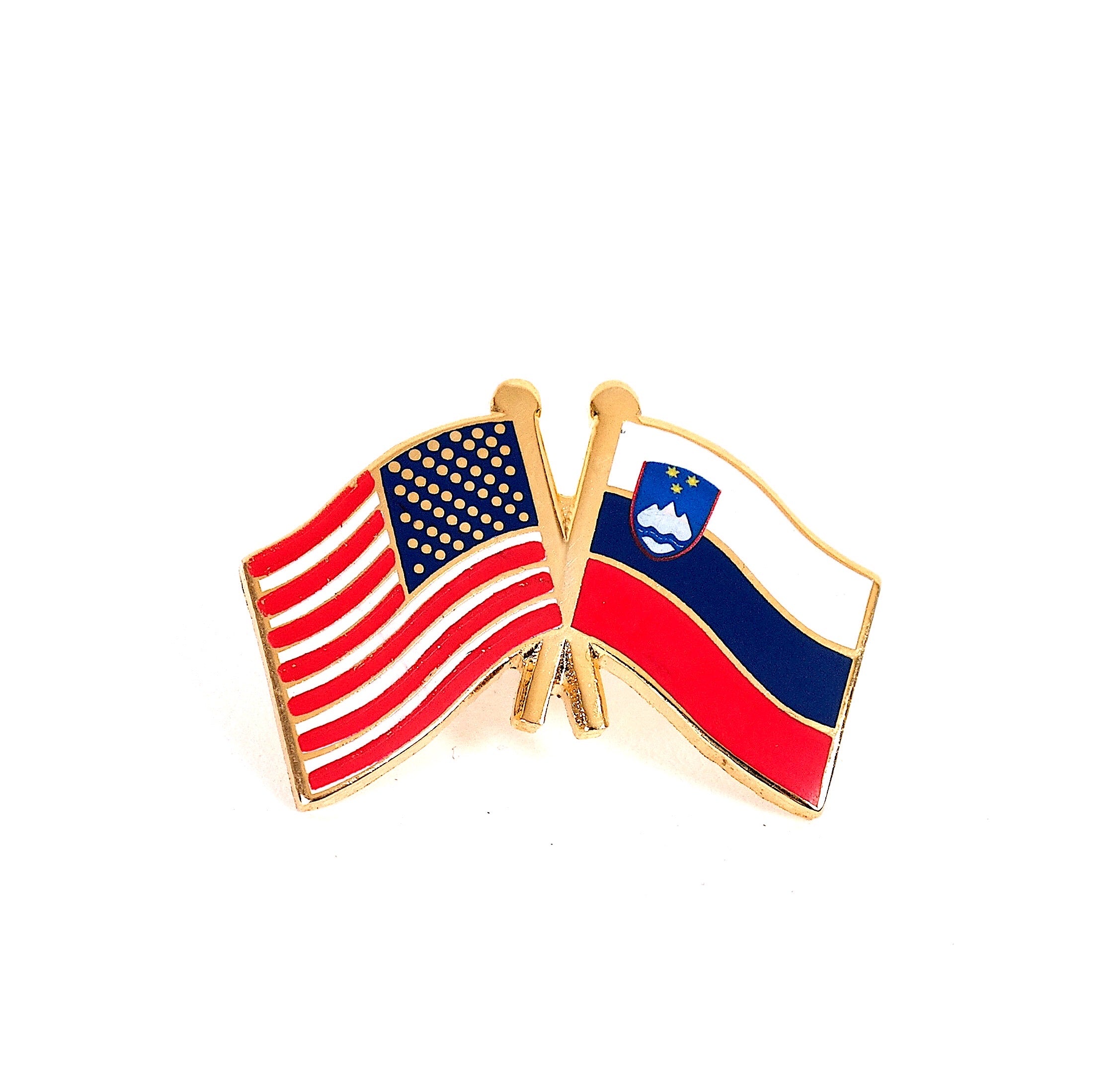 Slovenia & USA Friendship Flags Lapel Pin