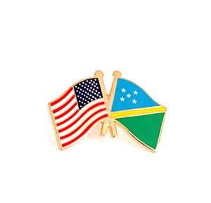 Solomon Islands & USA Friendship Flags Lapel Pin