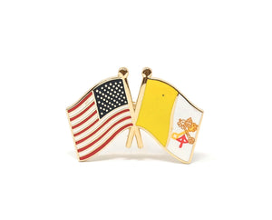 Vatican & USA Friendship Flags Lapel Pin