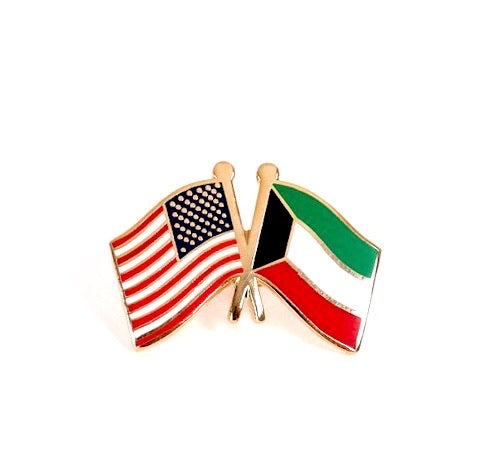Kuwait & USA Friendship Flags Lapel Pin