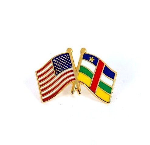 Central African Republic & USA Friendship Flags Lapel Pin