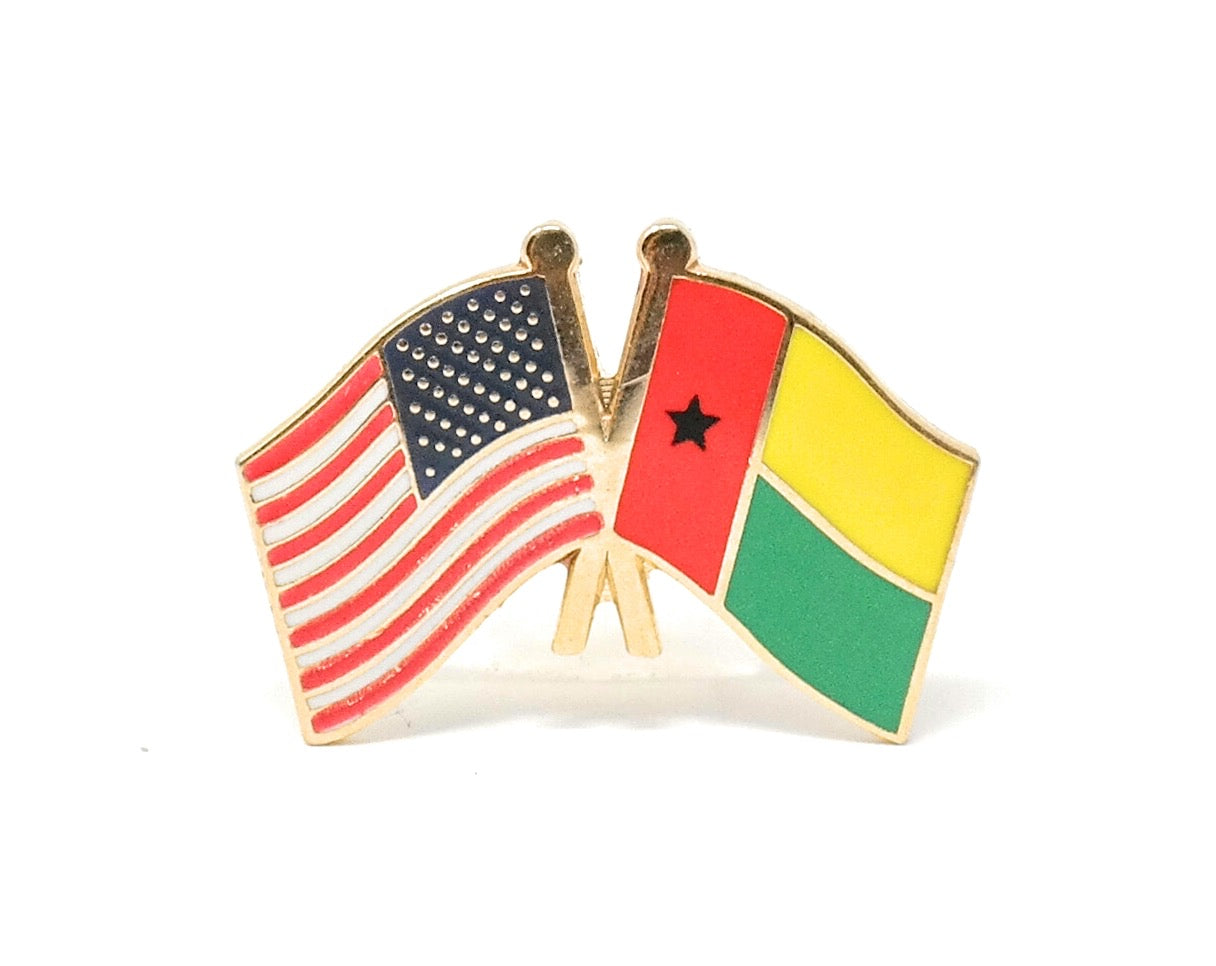 Guinea Bissau & USA Friendship Flags Lapel Pin