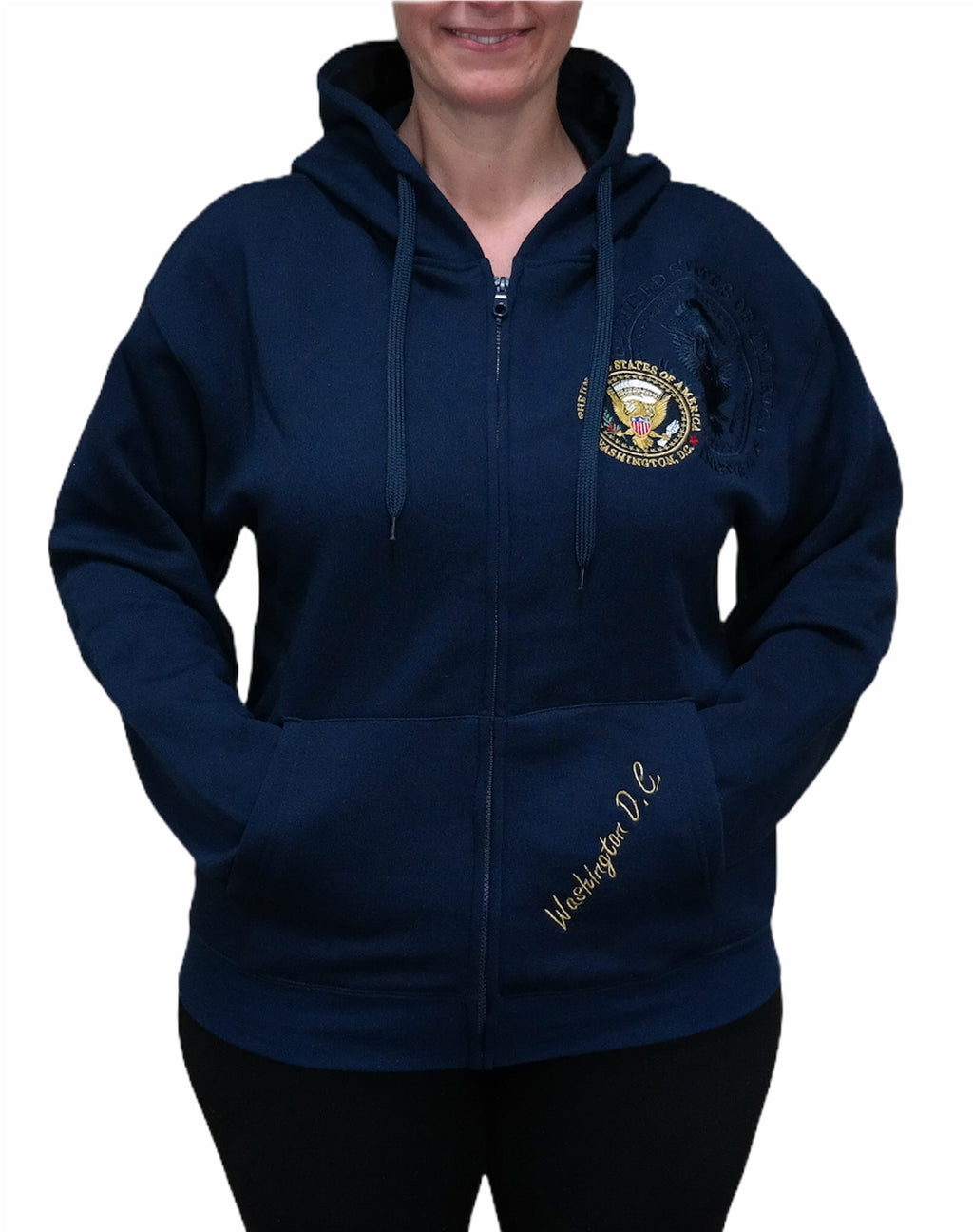 Washington DC Presidential Seal Zip up Hoodie (Navy)