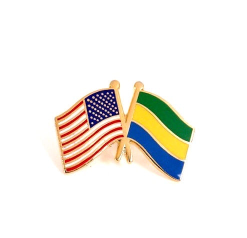 Gabon & USA Friendship Flags Lapel Pin