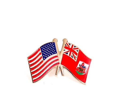 Bermuda & USA Friendship Flags Lapel Pin