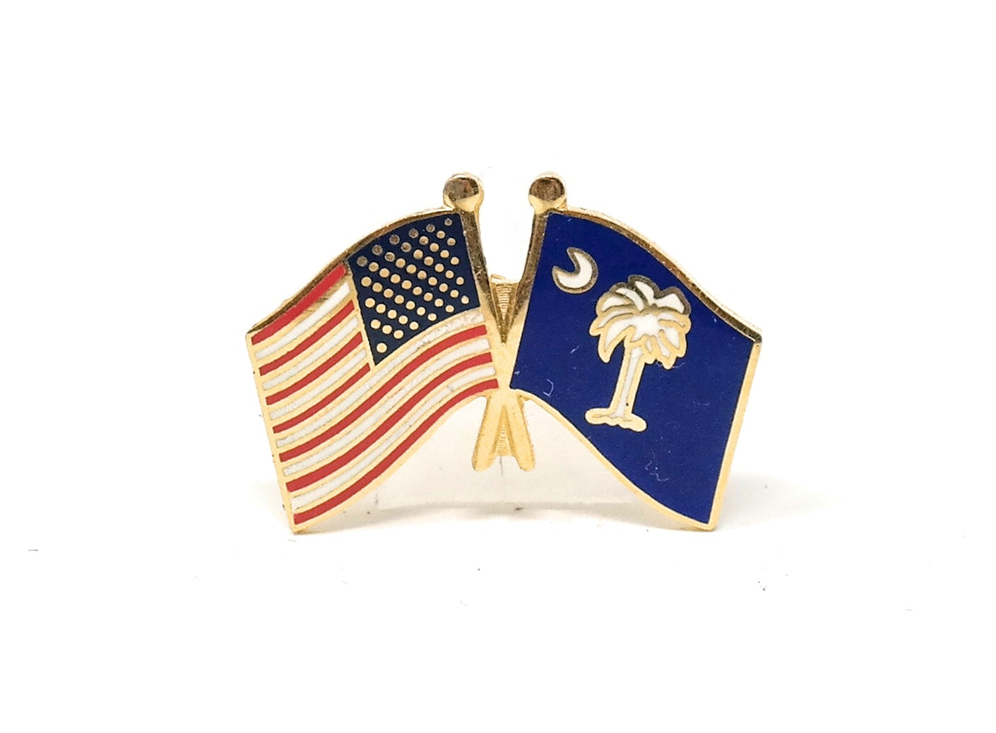 South Carolina State & USA Friendship Flags Lapel Pin