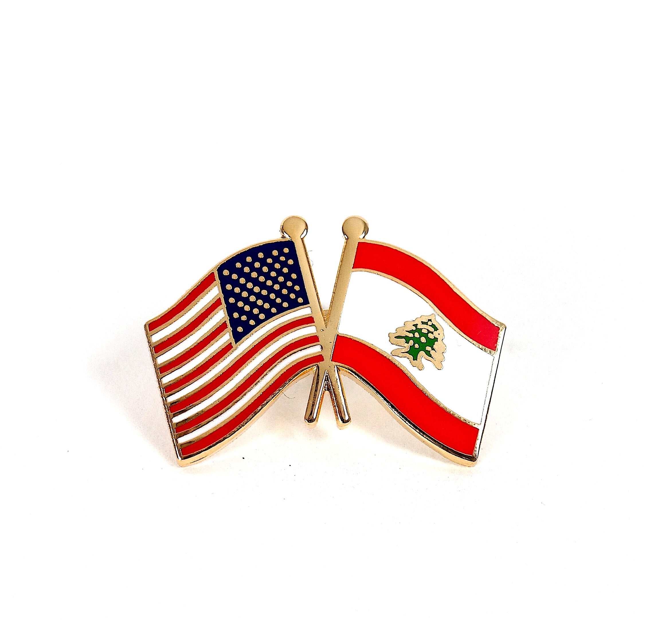 Lebanon & USA Friendship Flags Lapel Pin