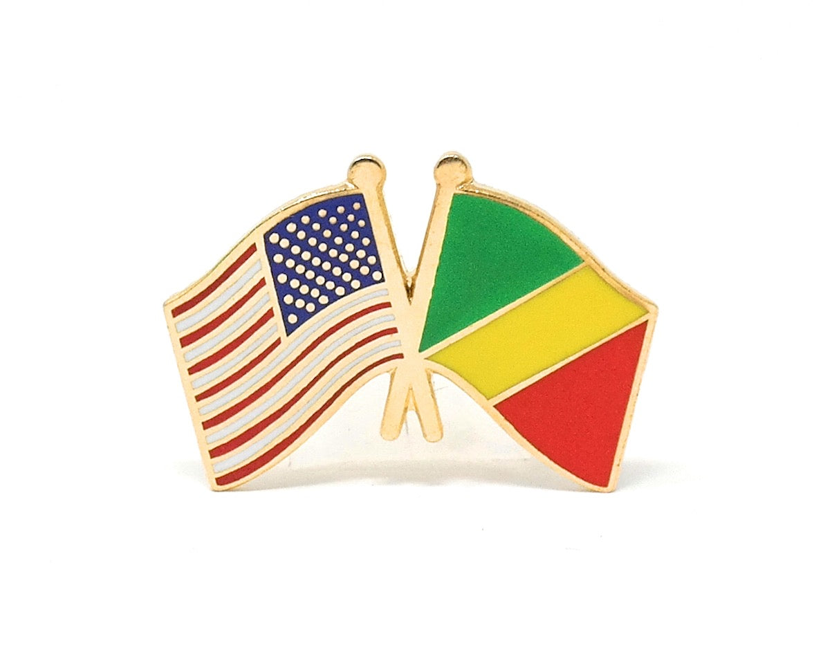 Congo Republic & USA Friendship Flags Lapel Pin