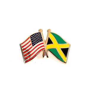 Jamaica & USA Friendship Flags Lapel Pin