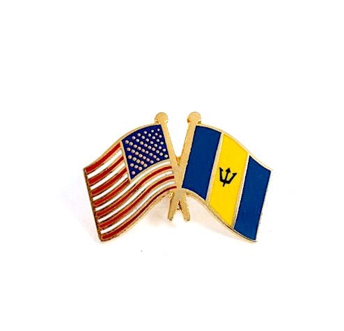 Barbados & USA Friendship Flags Lapel Pin
