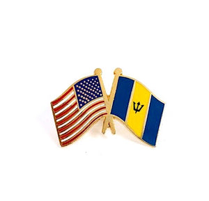 Barbados & USA Friendship Flags Lapel Pin