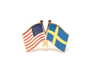 Sweden & USA Friendship Flags Lapel Pin
