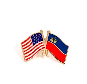 Liechtenstein & USA Friendship Flags Lapel Pin