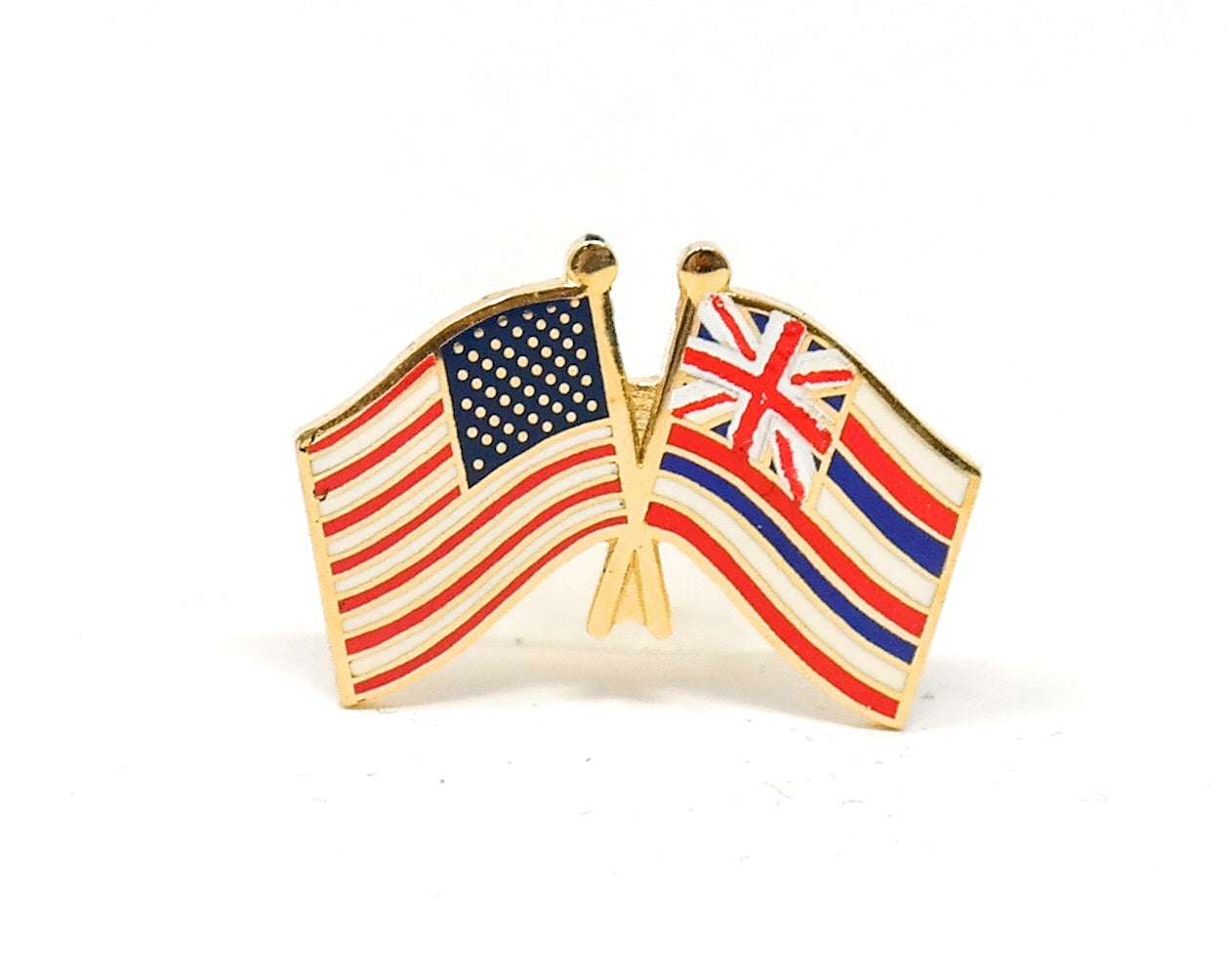 Hawaii State & USA Friendship Flags Lapel Pin