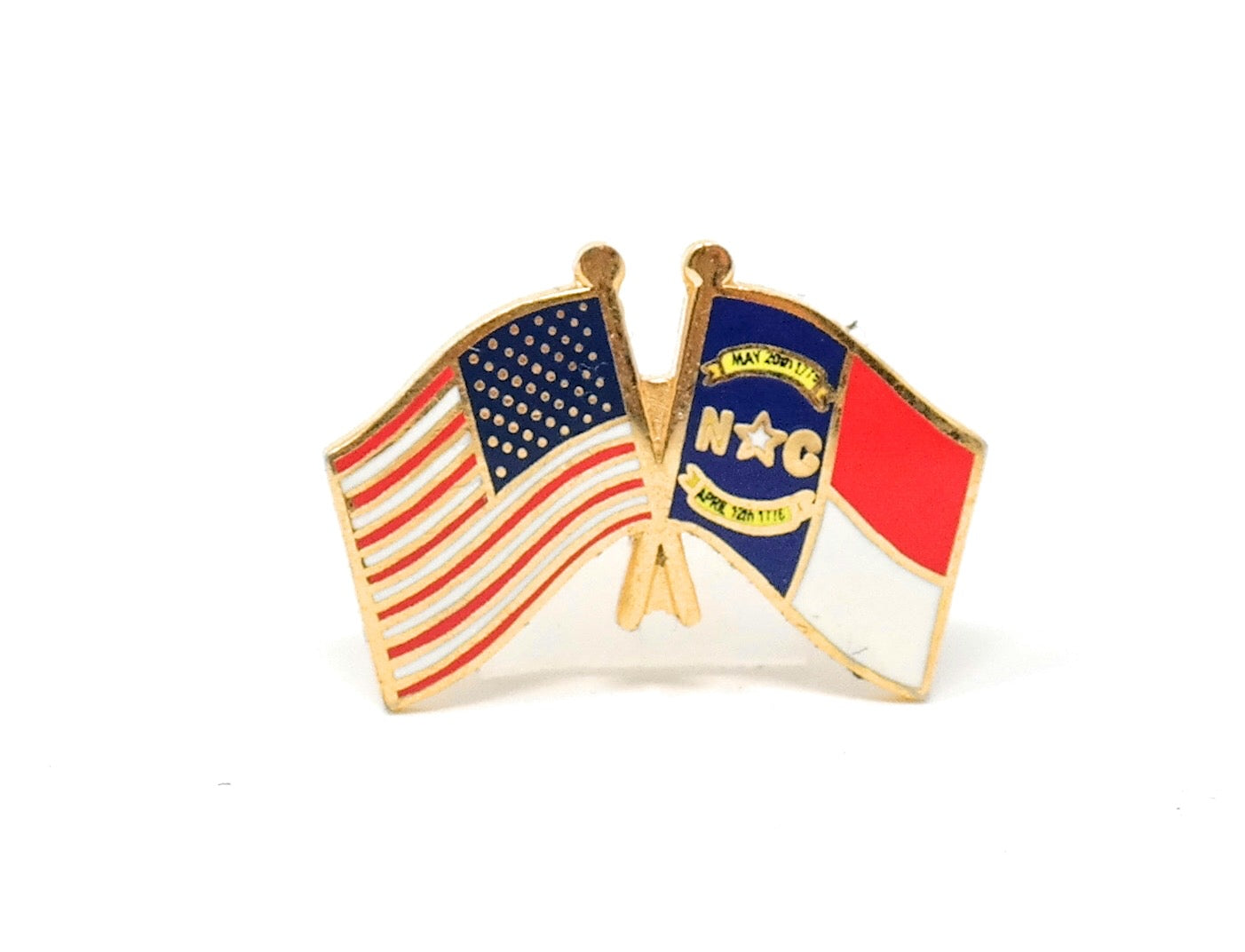 North Carolina State & USA Friendship Flags Lapel Pin