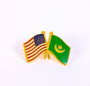 Mauritania & USA Friendship Flags Lapel Pin