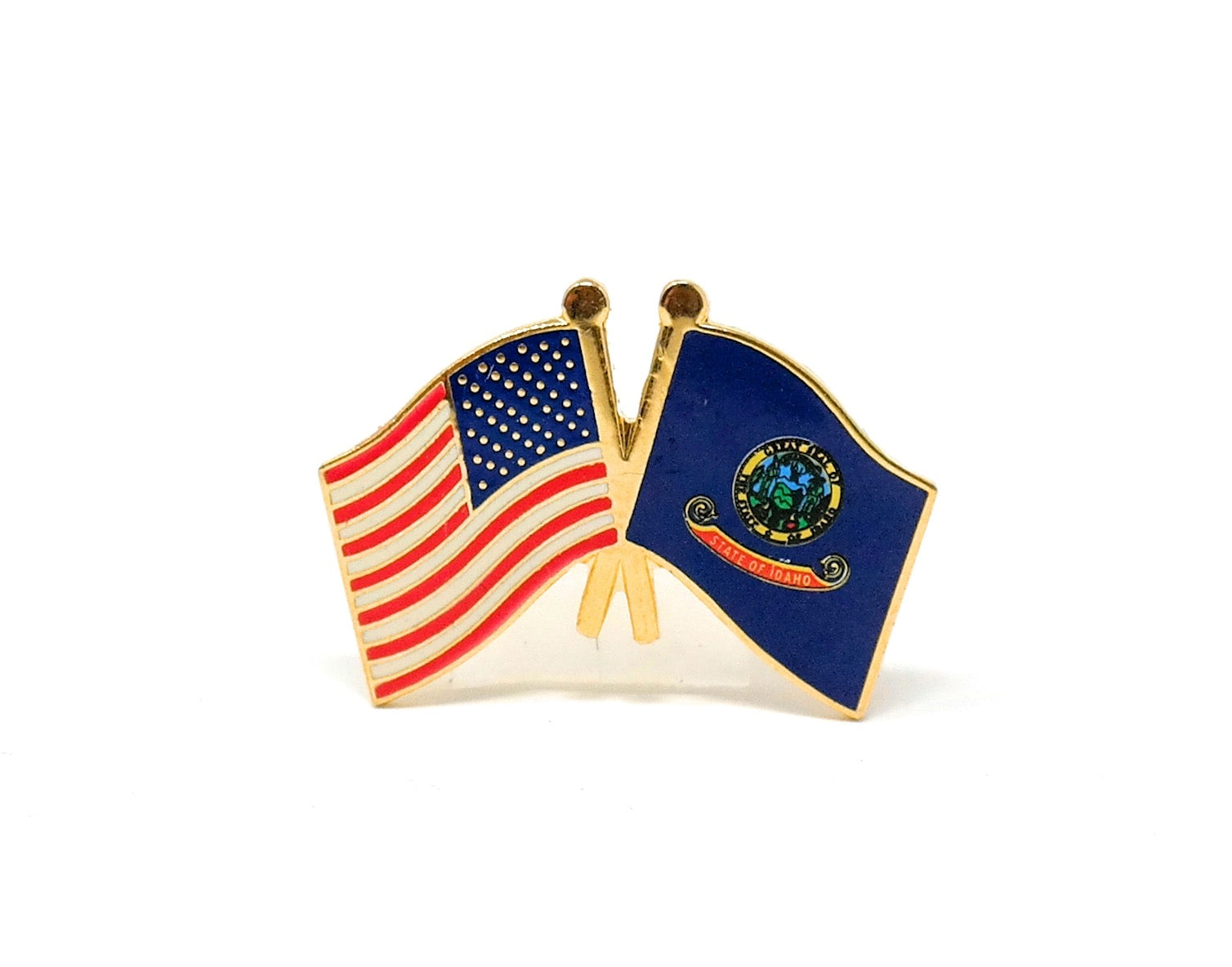 Idaho State & USA Friendship Flags Lapel Pin