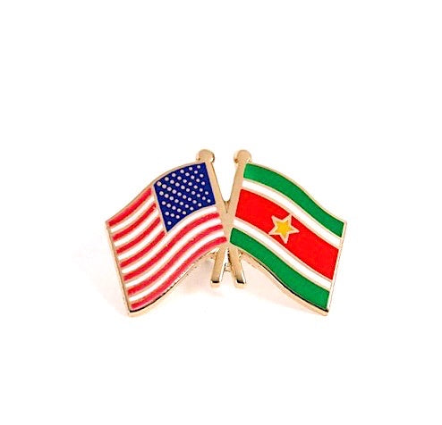 Suriname & USA Friendship Flags Lapel Pin
