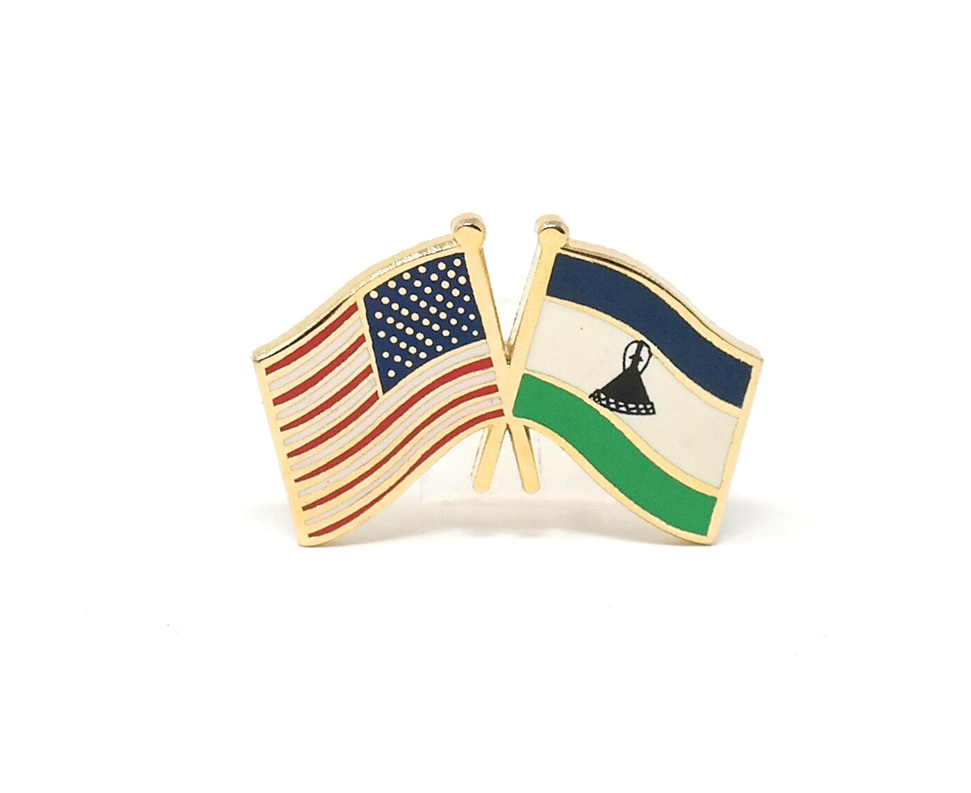 Lesotho & USA Friendship Flags Lapel Pin